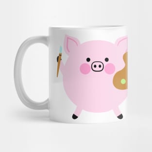 Cute Artist Pig Mug